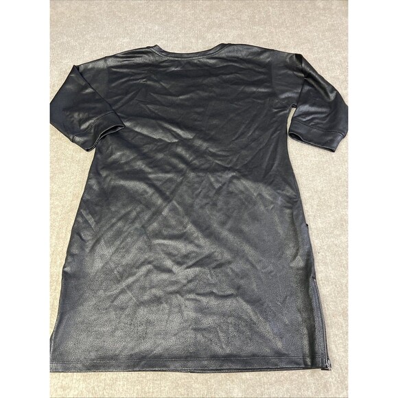 Gabrielle Union  NY&Co Black Faux Leather Dress Short Size M Zip Hem Midi Edgy - Picture 8 of 8